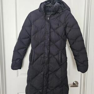 Women's THE NORTH FACE @ 550 GOOSE DOWN QUILTED PUFFER KNEE LONG BLACK COAT XS